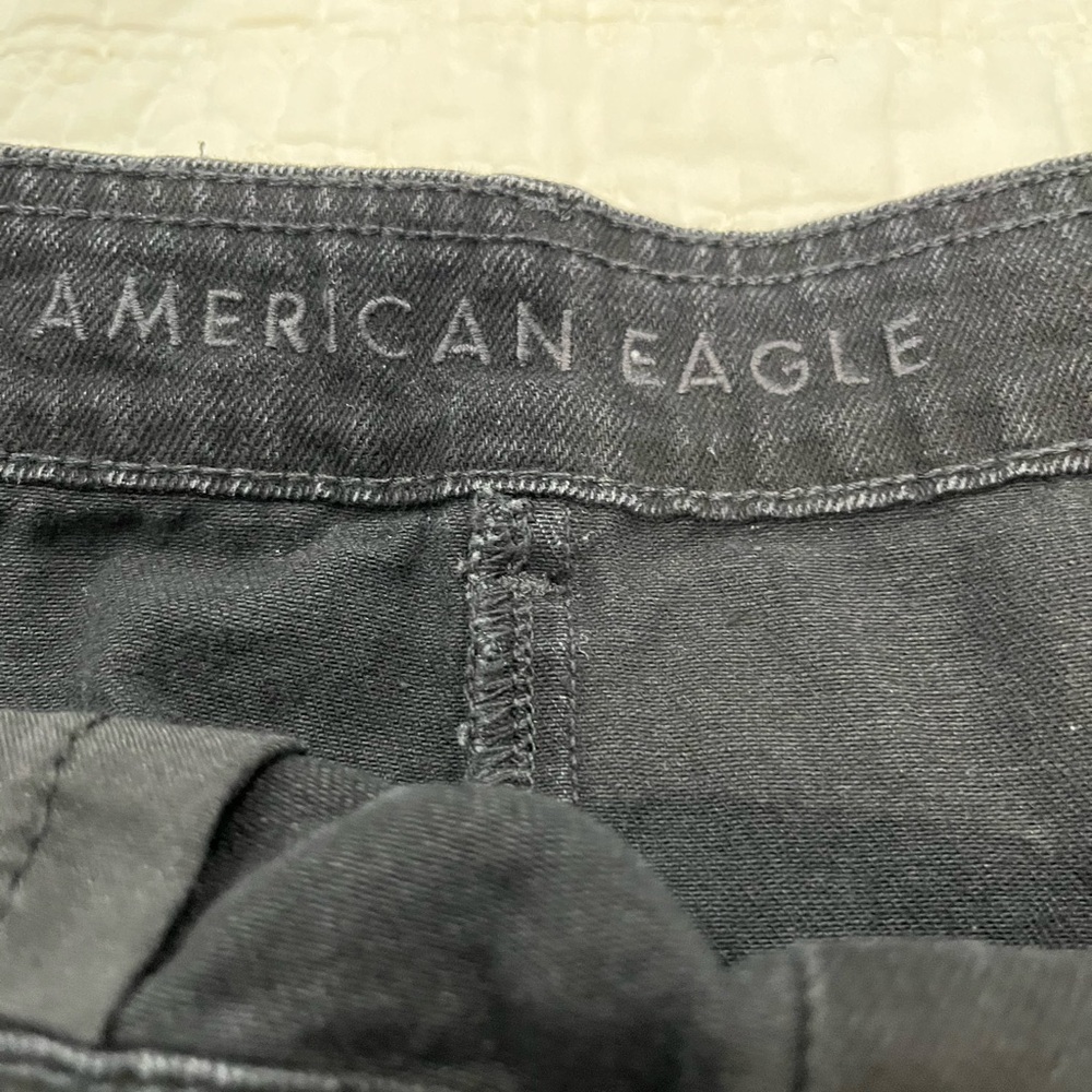 American Eagle Black Denim High Waist A-Line Button Front Skirt Sz.‎ 16 - Picture 7 of 8